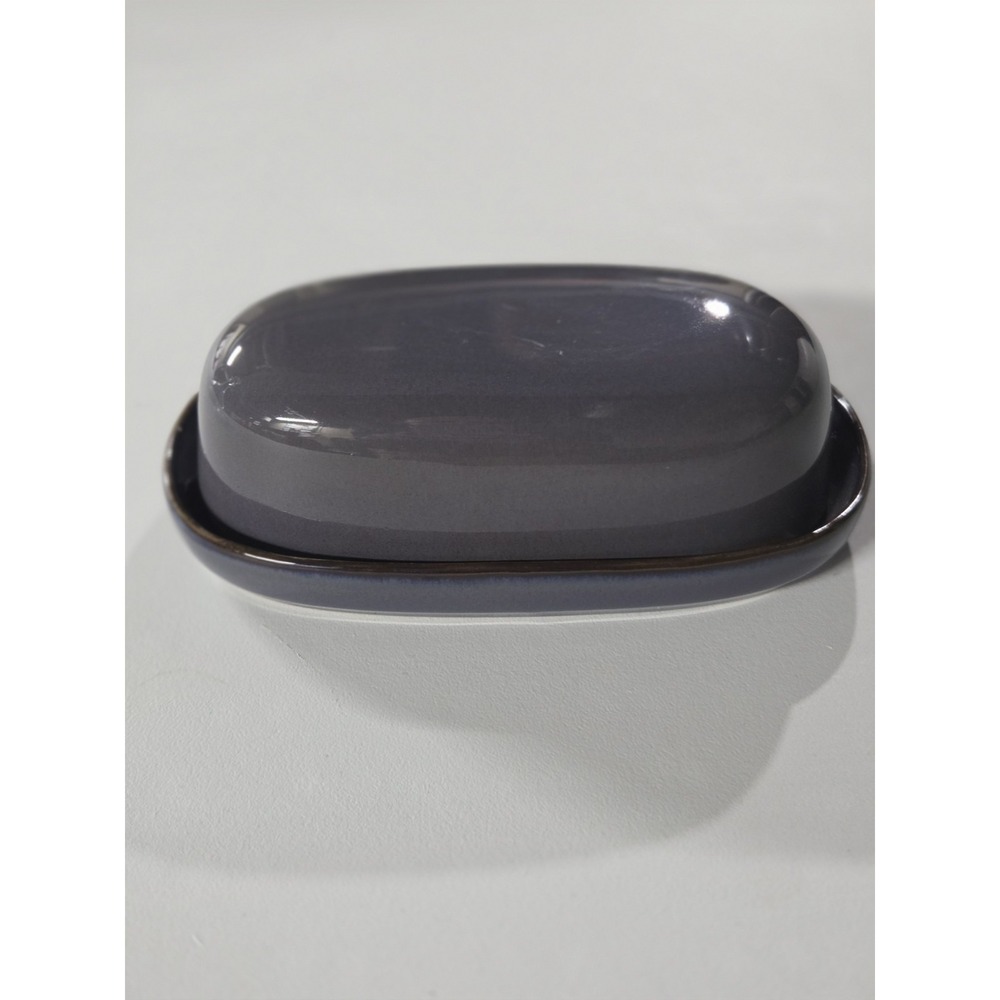 Sango STONEWARE 1/4 Lb Covered Butter Dish Eggplant Kitchen Boho Purple/Blue